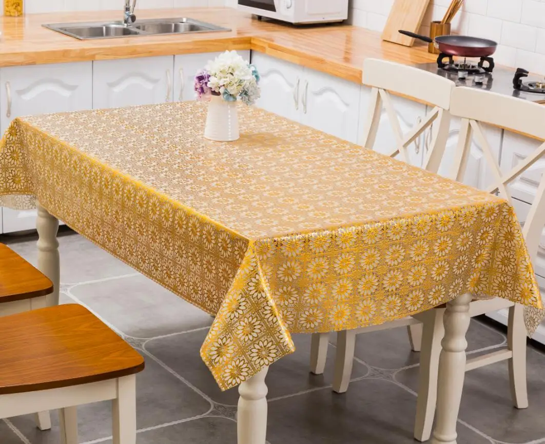 Unique Gold Elegant,Premium Design Custom Print Pvc Oilcloth Tablecloth