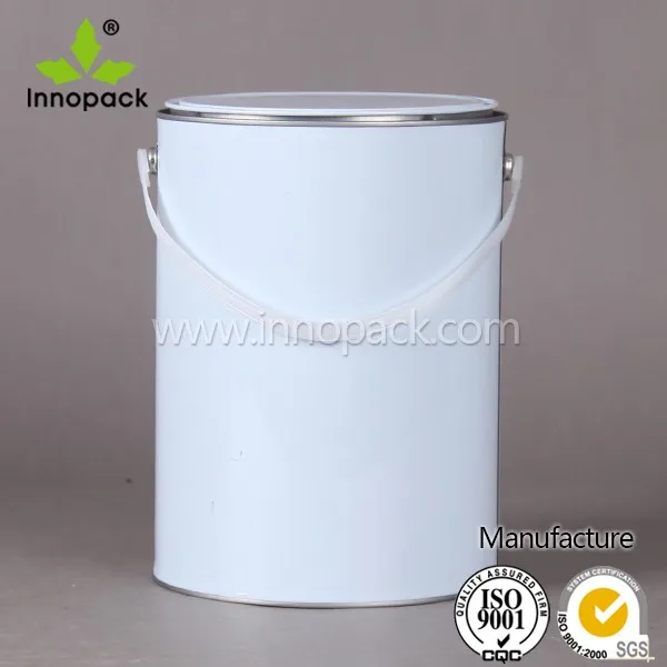 White 1 Gallon Metal Paint Can Container With Handle And Lid Cover