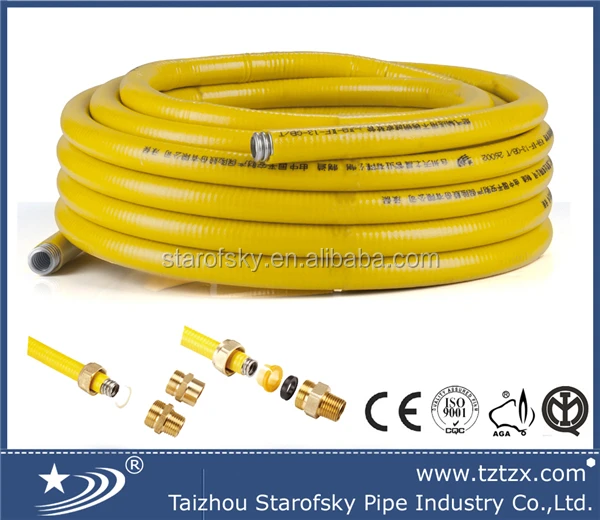 304 316l Dn16 Dn20 Stainless Steel Flexible Yellow Pvc Gas Pipe Made In