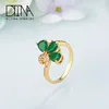 DTINA Costume Jewelry Overseas Women Flower Emeralds Cocktail Rings For Girls