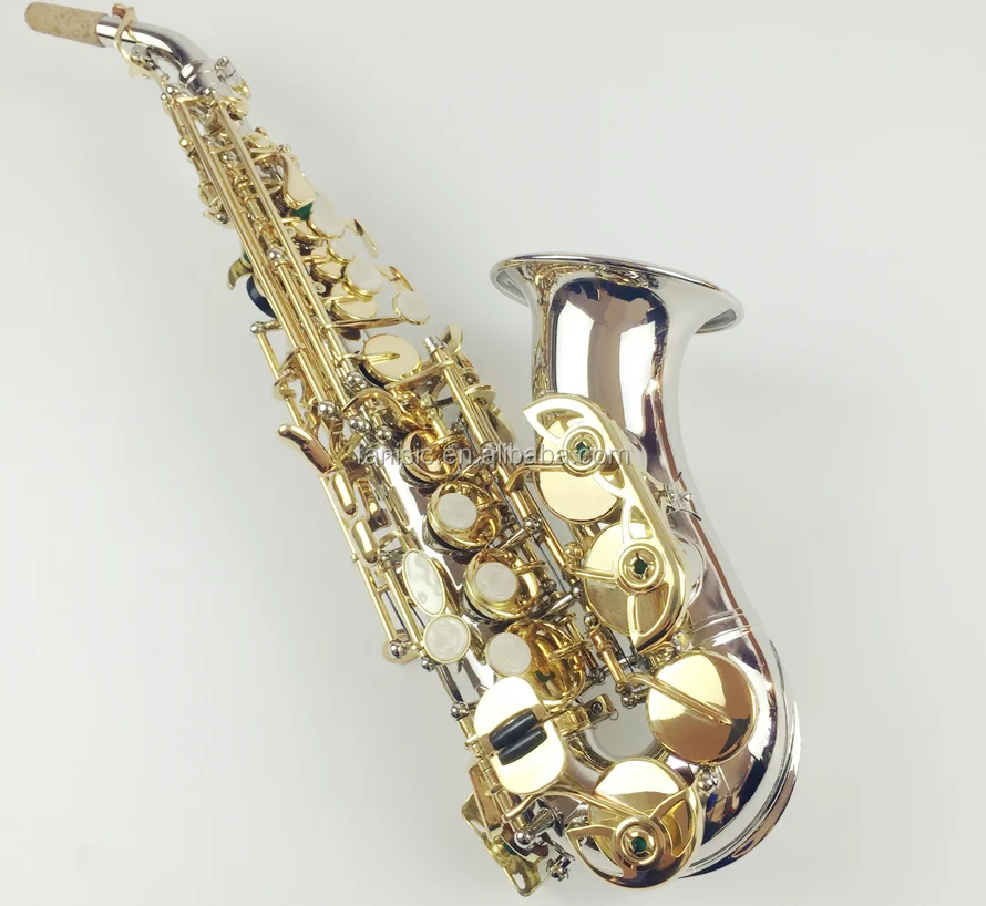 chinese musical instrument brass saxophone nickel plated small curved soprano saxophone