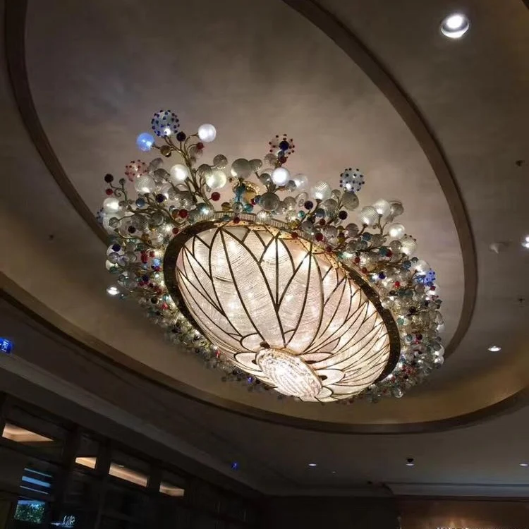 Contemporary Rectangle Ceiling Chandelier Big Crystal Flush Mounted Lighting Lamp For Hotel Lobby Banquet Hall