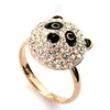 Hot new design ladies crystal finger ring changing color mood panda shape ring white gold black crystal ring