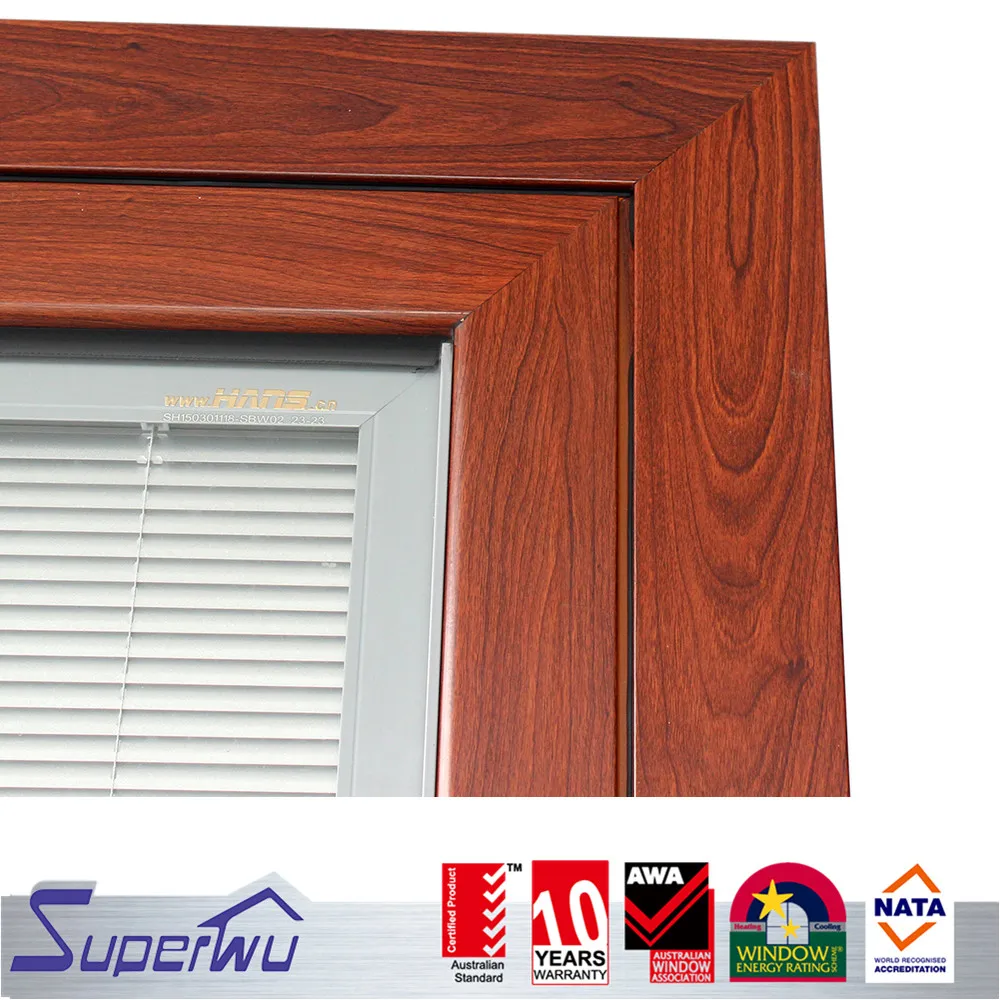 Customized wooden color single hinged door aluminum french door double tempered glass
