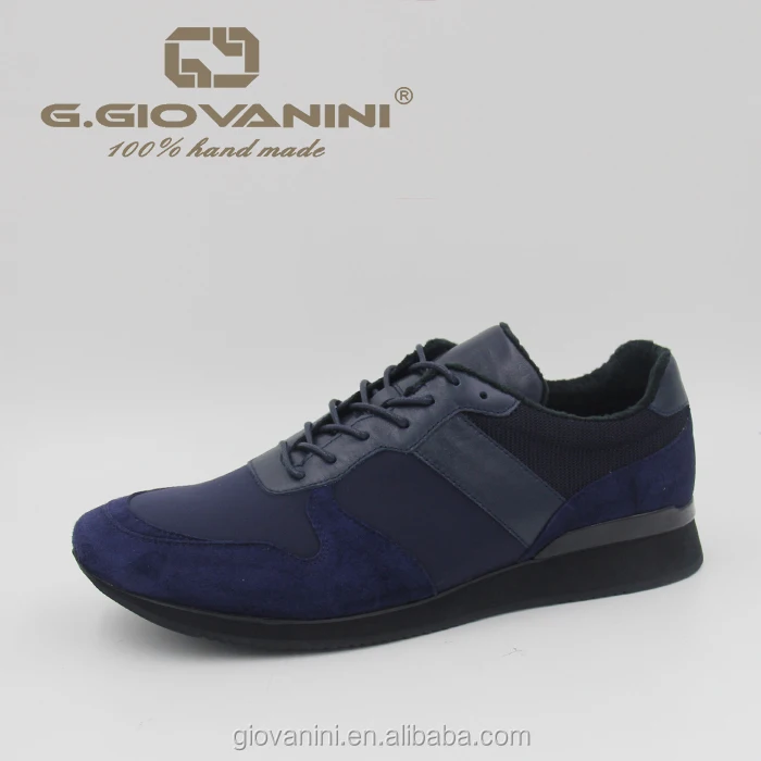 men's blue leather casual shoes