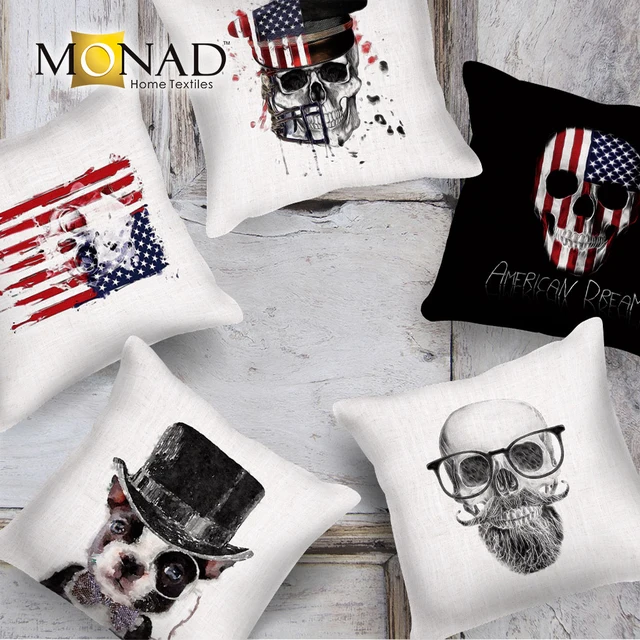 Monad Cool funky punk skull new design plain cushion cover fabric