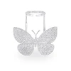 Movable Finger Cubic Zirconia Rhodium Plated Butterfly Long Finger Ring