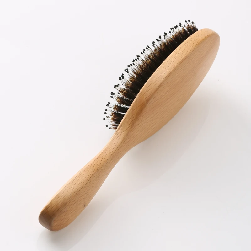 Boomhoome Hog Hair Bristles Hairbrush Factory Ecofriendly Wooden Wave