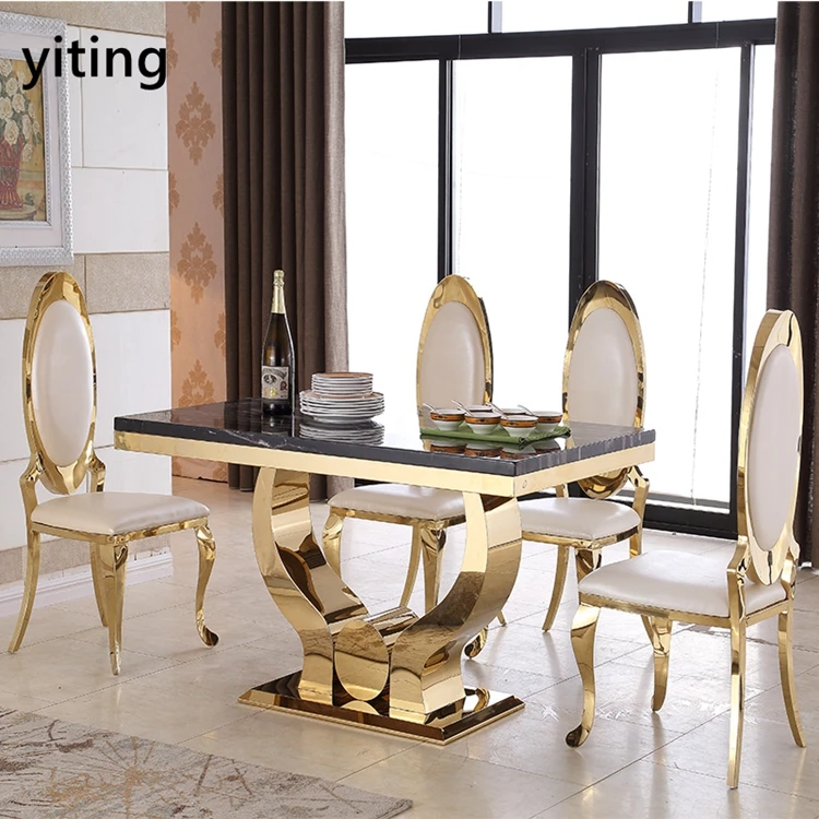 Semi Circle Gold Stainless Steel Hotel Lobby Dining Table ...