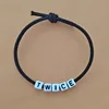 custom design initial letter beads elastic cord bracelet for promotion