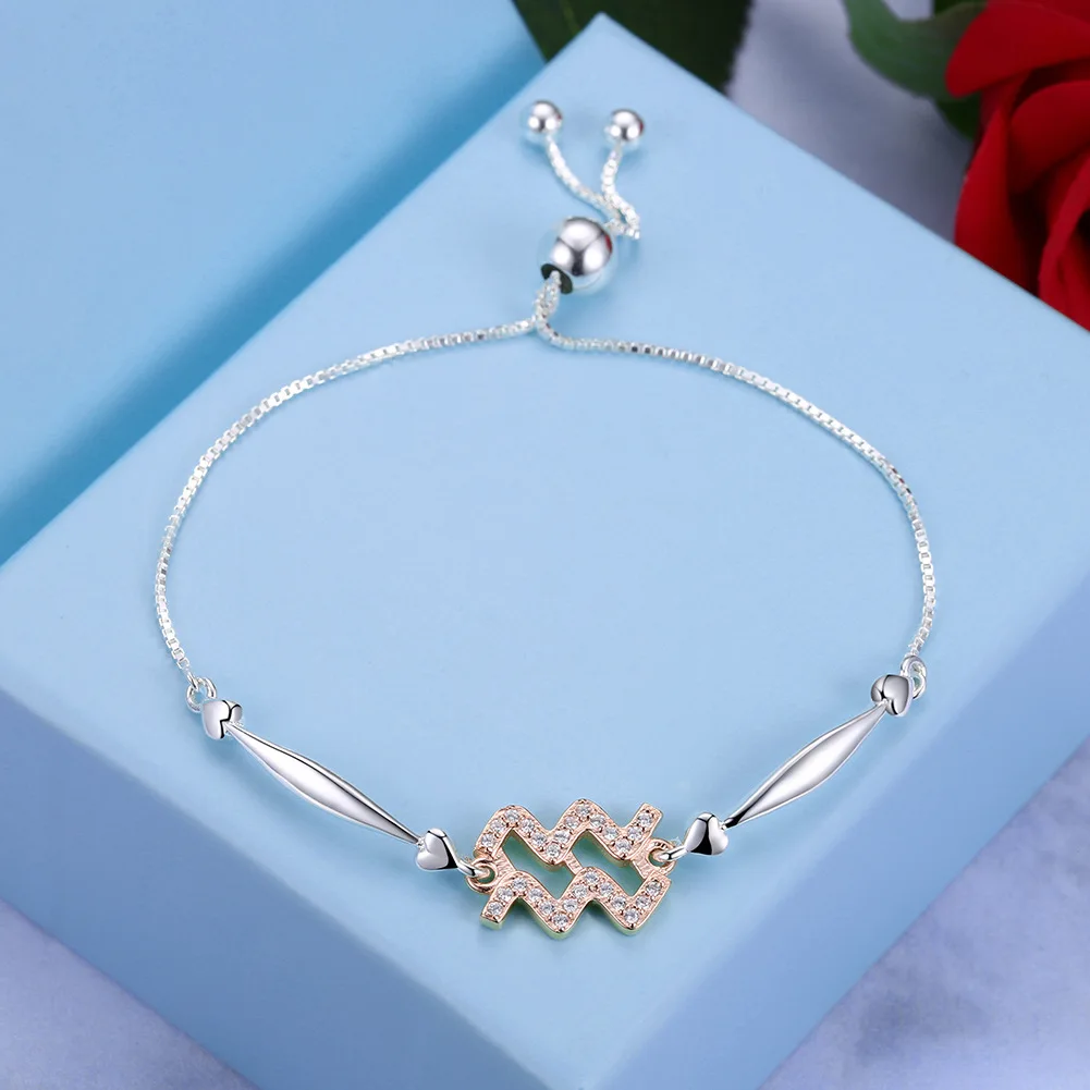 Custom Rose Gold Wave Line Design Women Hand Chain Bracelet Jewelry