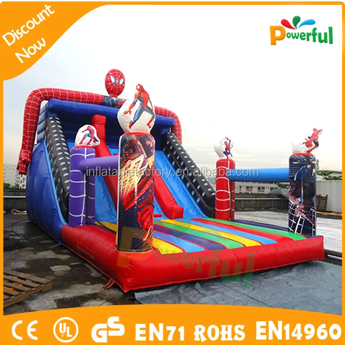 Inflatable big octopus and spider man giant slide inflatable double slide with mid stair