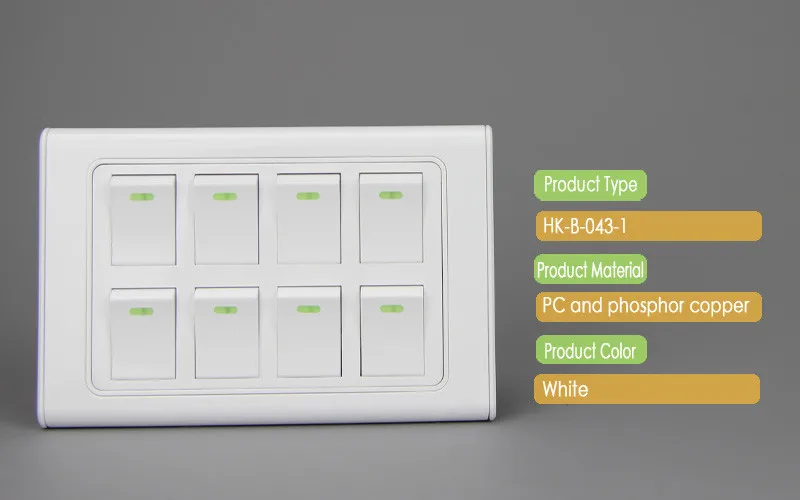 Light 8 Gang Switch For Nepal Bangladesh Pakistan Wall Switch Socket