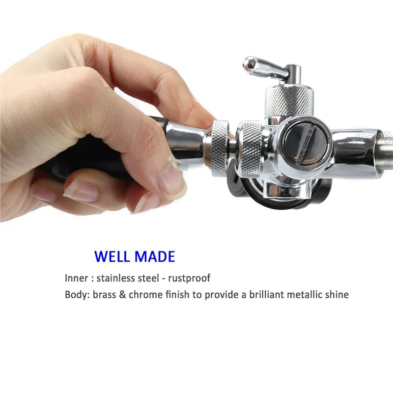 Beer Tap Faucet Chrome Flow Control Beer Keg Tap G5/8 Thread Adjustable Draft Beer Dispenser Tap with Liquid Ball Lock