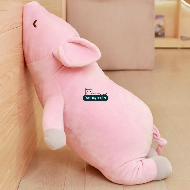 Dorimytrader cuddly soft pink pig plush animal toy stuffed cartoon lying pigs doll pillow gift for children decoration 30inch 75cm DY61877 (5)