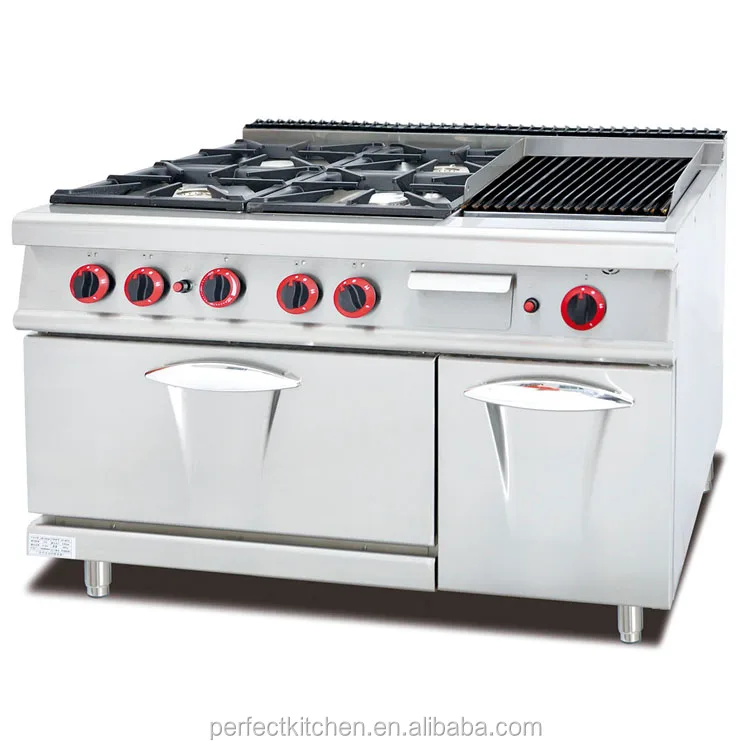 Free Standing Industrial Stainless Steel 4 Burner Gas Cookers With