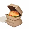Custom Printed Disposable Mini Kraft Paper Food Grade Packing Bread Pizza Burger Box