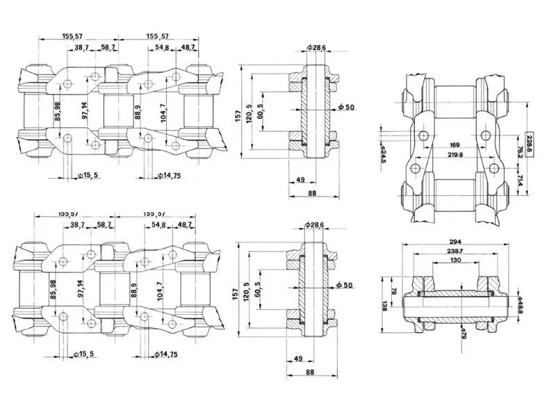 Звено гусеницы чертеж