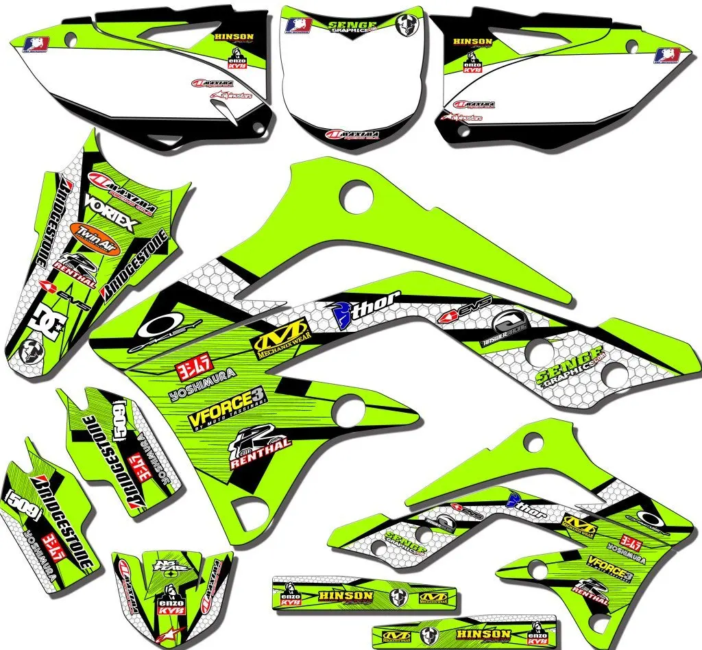 Podium Black Graphics Kit Senge Graphics kit compatible with Kawasaki 2002-2009 KLX 110