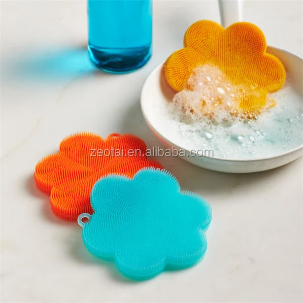 Flower Korean Dish Cloth Silicone Washing Scrubber Dishcloth Dish Wash
