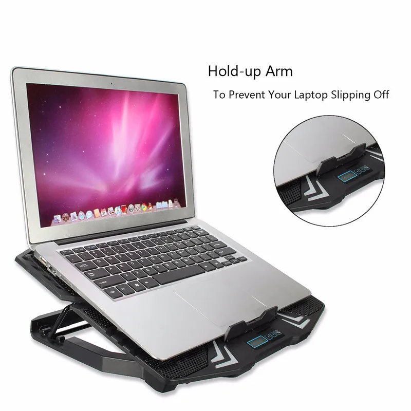 Portable USB Notebook Cooling Pad 5 Fans Adjustable Speed Laptop Cooler Heatsink For 12-15.6Inch Laptop Stand Holder Radiator
