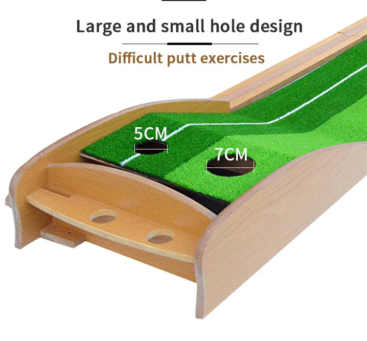 Wood Indoor Golf Putter Trainer Practice Set Training Mat Indoor Mini Golf Putting Green Golf