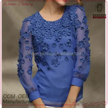 Factory Direct Women Elegant Formal Blouses With Shirred Sleeve And