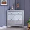 Unique design silver mirrored 2 drawers corner table 2 doors end table for home furniture