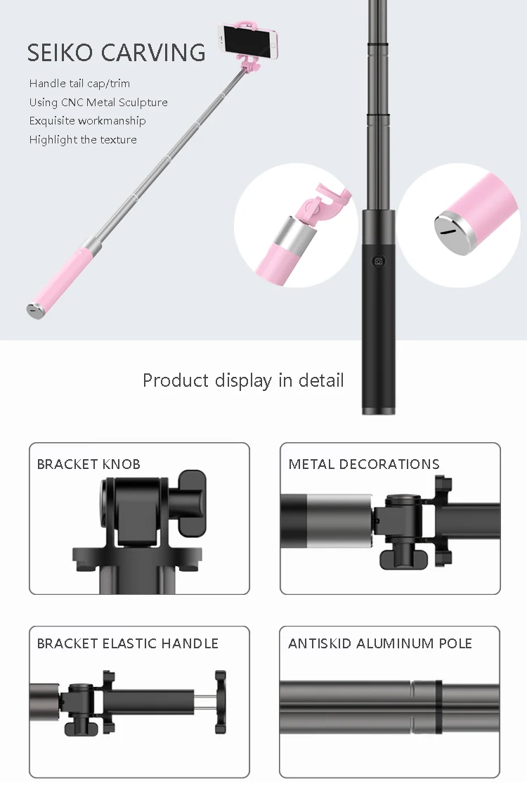 Universal Foldable Mobile Stand Wireless Bluetooth Monopod Selfie Stick with Remote Shutter mc80 Monopod for All Cellphone