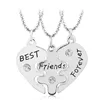 High Polished Silver Plated Engraved Best Friends Forever Bff Heart Puzzle Pendant Necklace For Gifts
