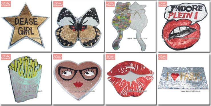 factory outlet sequin embroidery patterns sequin iron on patches for garment