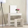 White Dressing Makeup Table Set Vanity With Mirror & Stool White Color