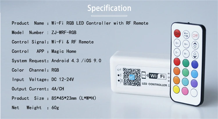2018 hot product Wifi Single Color LED Controller with RF Remote