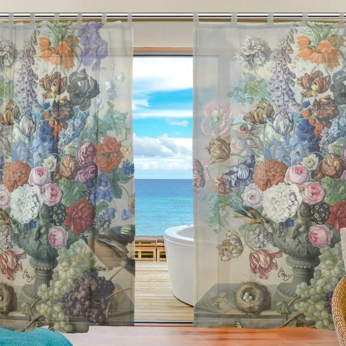Buy ALAZA 2PCS Window Decoration Sheer Curtain Panels,Euro Style Art ...