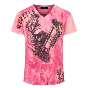 OEM Supplier 160g 100% Polyester Short Sleeve V-Neck 3D Printing Pink T shirts Guangzhou OEM Supplier New Arrivals 160g 100% Polyester Short Sleeve V-Neck 3D Printing Pink T shirts