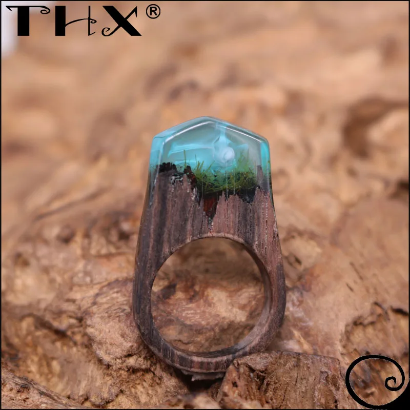 Unique Handmade Wooden Fashion Jewelry Womens Wood Ring Wood Ring Resin