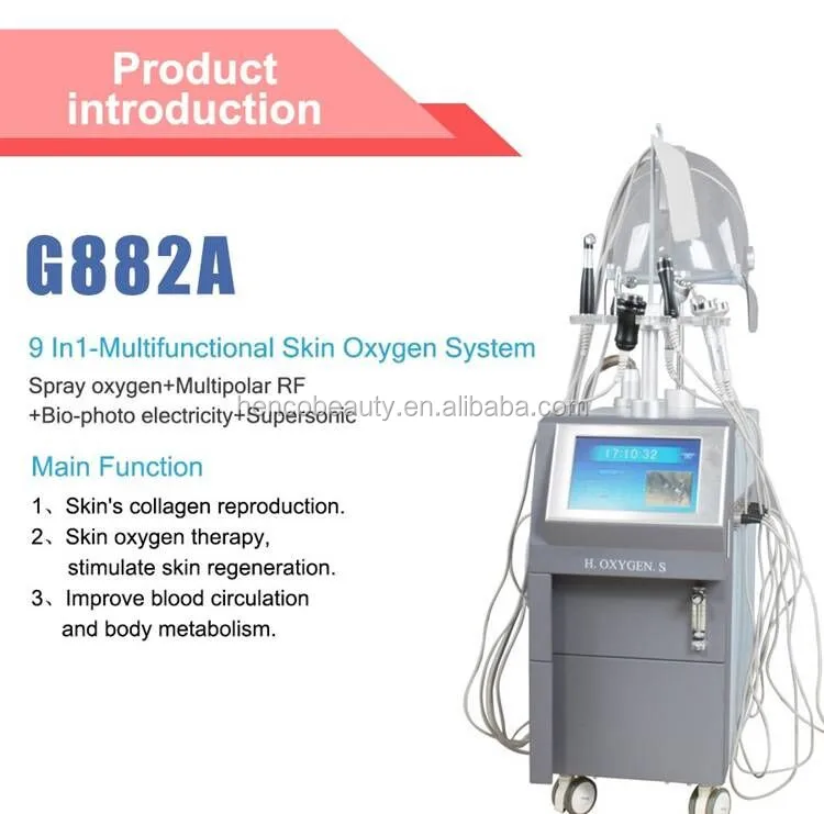 9 in 1 Multifunction Oxygen Jet therapy Hydro Jet Machine SPA facial face G882A