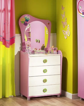 Beautiful Pink Children Dresser Kids Wood Makeup Drawer Kids Wood