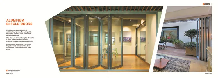 large opening insulated soundproof exterior aluminum glass bi folding door