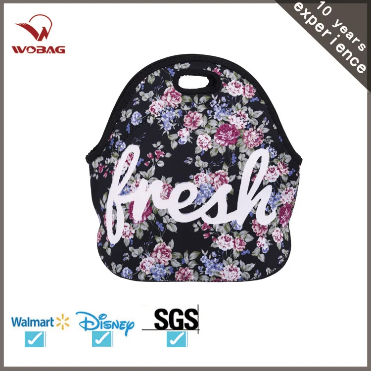 Women Cooler Insulation Lunch Box Rose Flower Handbags Thermal Women Cooler Insulation Lunch Box Rose Flower Handbags Thermal Insulated Neoprene Bag