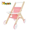 Top sale Lovely pink Wooden baby doll pram stroller for girl W06B037