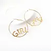 Fashion gold plated earrings custom name hoop earrings for girl women