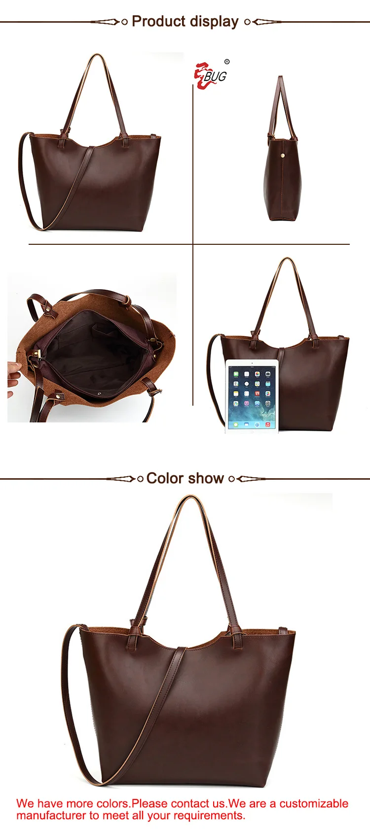 2019 China Suppliers Best Price Tote Shoulder Crazy Horse PU Leather Woman Hand Bag