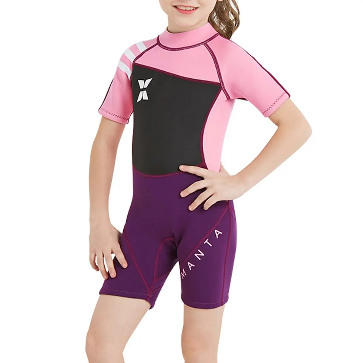 Kiddi Choice Kids 2.5mm Neoprene Short Sleeve Wetsuit Black/Pink ...