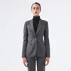 Ladies latest office uniform design wool blend grey herringbone blazer suits for women business office formal dresses