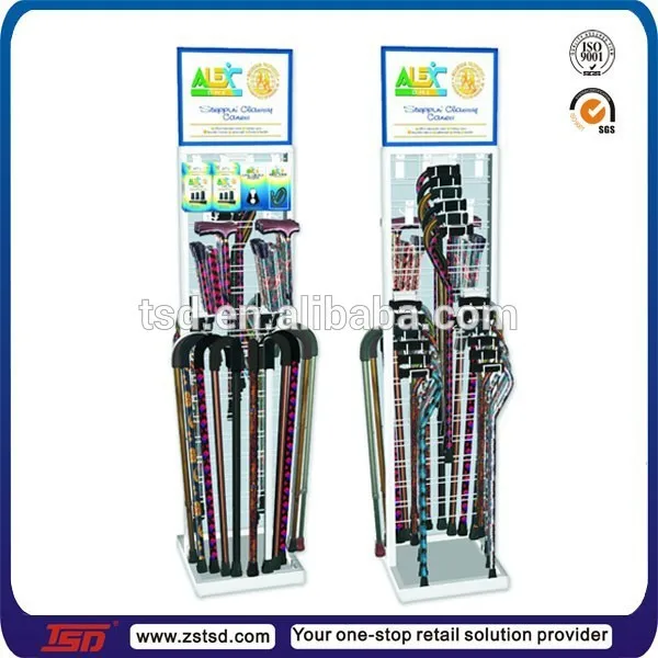 Custom Store Floor Metal Medical Crutches Product Display Stand/walking