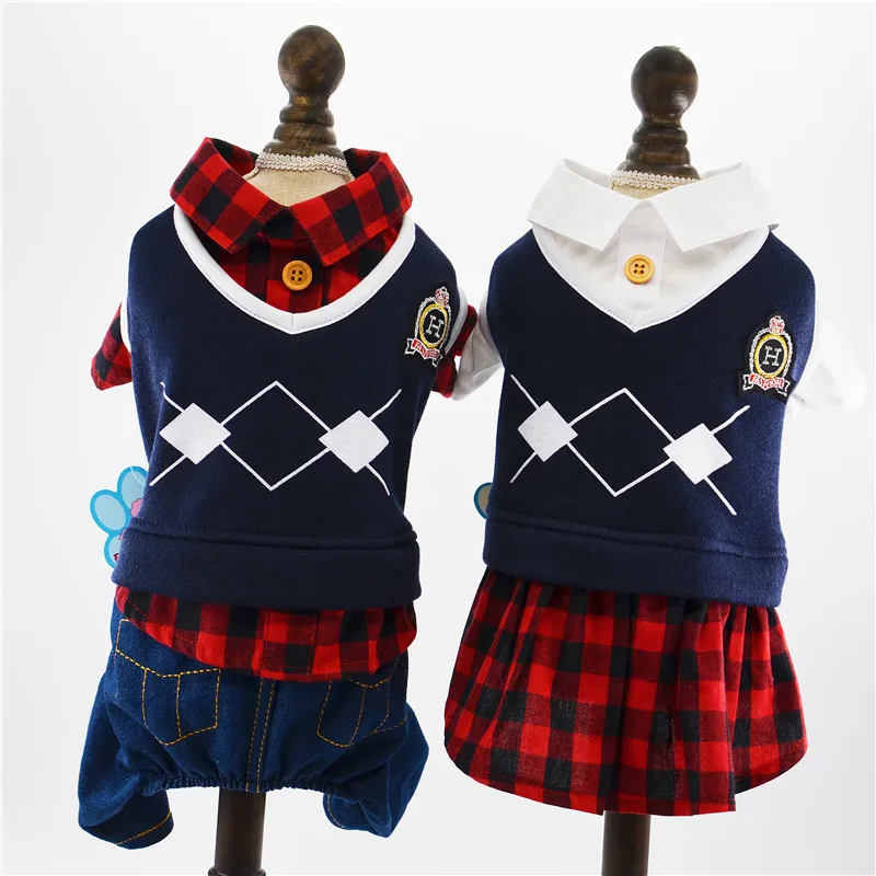 Pet Dog Clothes Puppy School Uniforms Suit For Small Dog Shirt Vest