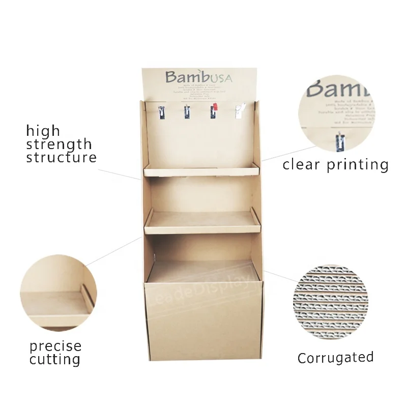 Eye Catching Custom Brown Kraft Paper Display Stand With Ink Printing