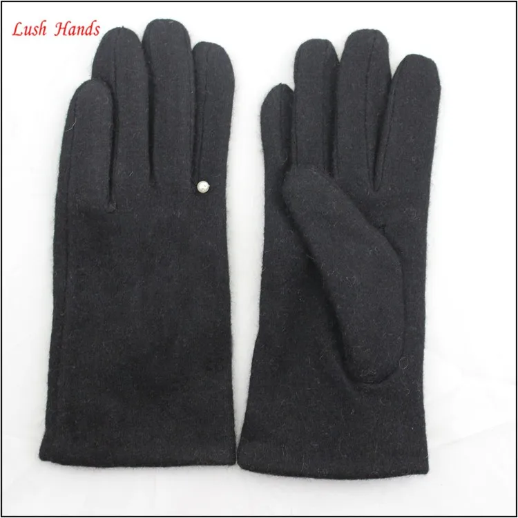 ladies black woolen gloves finger ring gloves factory in China