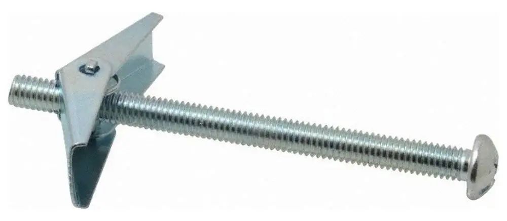3/8" Screw, 3/8" Diam, 5" Long, Toggle Bolt Drywall & Hollow Wall Anchor 3/8" Drill, Zinc Plated, Steel, Use in Concrete, Masonry, Hollow Tile, Plaster & Wallboard
